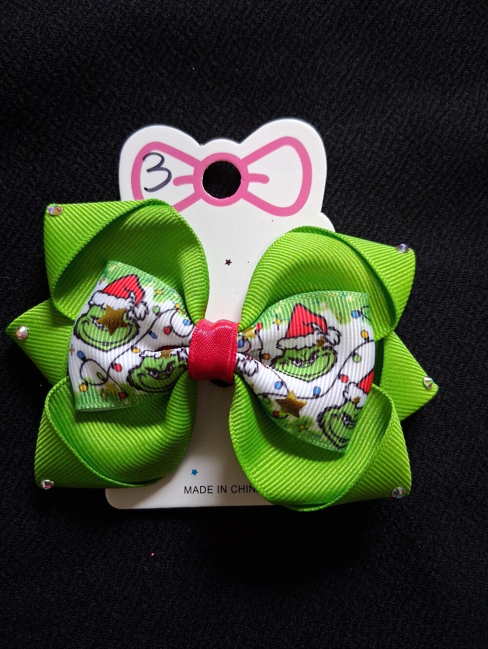 Green Holiday Grinch Hair Bow for Kids